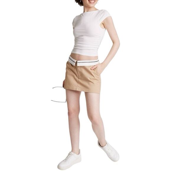 NEW Wild Fable Women's Foldover Chino Skort Light Taupe 4 - Picture 1 of 7
